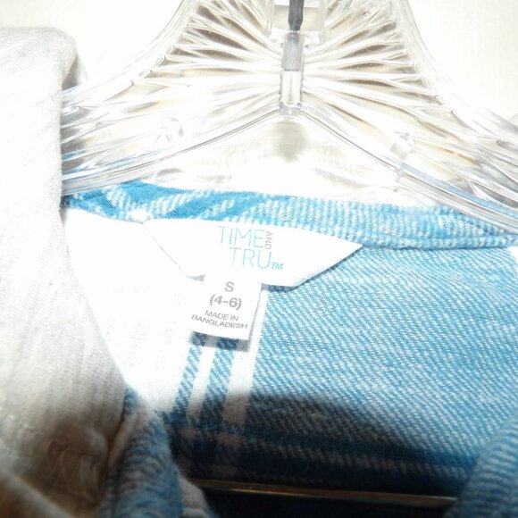 Time And Tru  Hooded Flannel Shirt Sz S - Picture 5 of 6